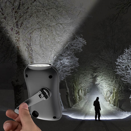 Chmadoxn Crank Flashlight, Emergency Rechargeable LED Flashlight, Portable Camping Light, Self Powered Rechargeable Flashlight for Outdoor Mountaineering Backpack Hiking As Show Black