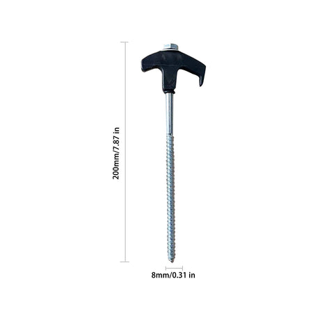 Chmadoxn Tent Stakes Heavy Duty, 8 Inch Screw in Tent Stakes, Ground Anchors Screw in, Tent Pegs Camping Stakes, Metal Threaded Tent Spikes 12 pc Black