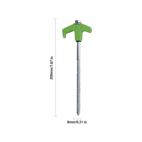 Chmadoxn Tent Stakes Heavy Duty, 8 Inch Screw in Tent Stakes, Ground Anchors Screw in, Tent Pegs Camping Stakes, Metal Threaded Tent Spikes 4 pc Green