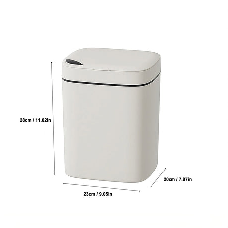 Darzheoy Bathroom Smart Touchless Trash Can 2.6 Gallon Automatic Motion Sensor Rubbish Can with Lid Electric Narrow Small Garbage Bin for Kitchen, Office, Living Room, Toilet, Bedroom White