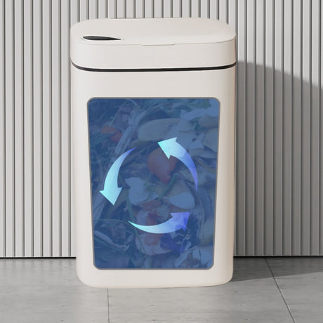 Darzheoy Bathroom Smart Touchless Trash Can 2.6 Gallon Automatic Motion Sensor Rubbish Can with Lid Electric Narrow Small Garbage Bin for Kitchen, Office, Living Room, Toilet, Bedroom White