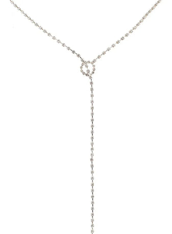 Sparkly Silver Diamante Drop Costume Necklace