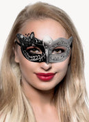 Butterfly Venetian Masquerade Mask in Black and Silver