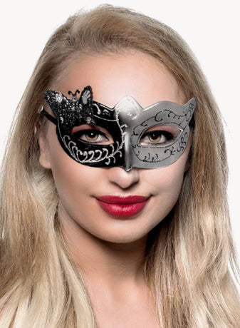 Butterfly Venetian Masquerade Mask in Black and Silver
