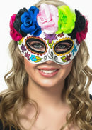 Day of the Dead Rainbow Flower Sugar Skull Masquerade Mask
