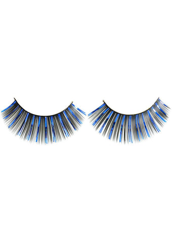 Long Black and Blue Tinsel False Eyelashes