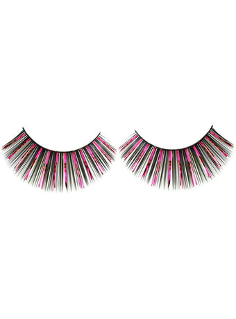 Long Black and Pink Tinsel False Eyelashes