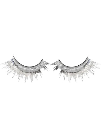 Long Metallic Silver Tinsel False Eyelashes