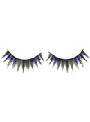 Spiked Black False Eyelashes with Blue Rhinestones