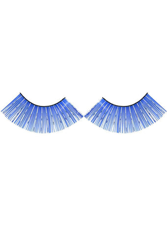 Long Blue False Eyelashes with Silver Tinsel