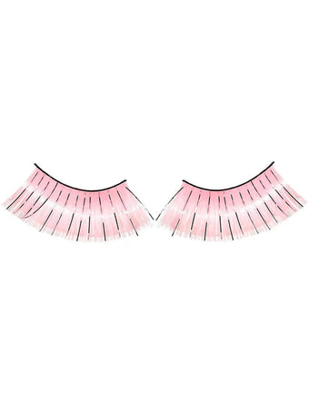 Long Light Pink False Eyelashes with Silver Tinsel