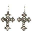 Gun Metal Black Gothic Cross Halloween Earrings
