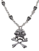 Silver Skull and Cross Bones Womens Necklace