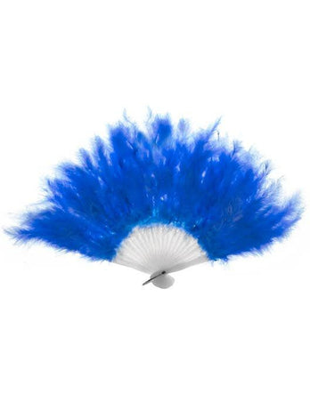Fluffy Blue Feather Hand Held Costume Fan