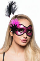 Side Feather Pink Vinyl Masquerade Mask