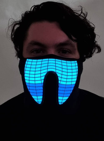 Purple and Teal Wave Sound Activated Light Up Pattern Mask