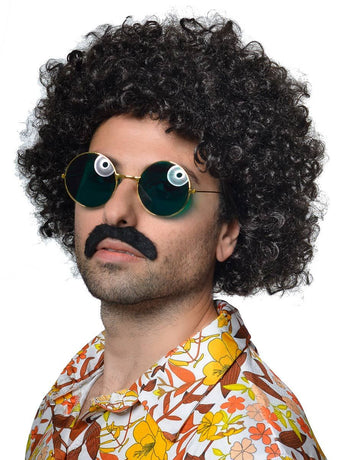 1970s Detective Mens Natural Black Afro Costume Wig