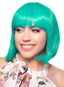 Short Teal Green Heat Resistant Bob Fashion Wig with Fringe