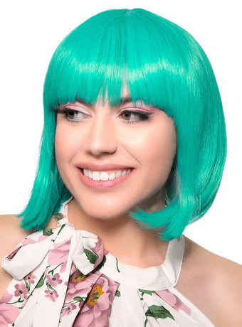 Short Teal Green Heat Resistant Bob Fashion Wig with Fringe