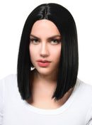 Sleek Black Womens Deluxe Heat Resistant Bob Costume Wig
