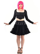 Fluffy Black Thigh Length Womens Plus Size Petticoat