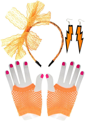 1980s Orange 3 Piece Costume Accessory Set