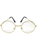 Round Gold Frame Clear Lens Costume Glasses