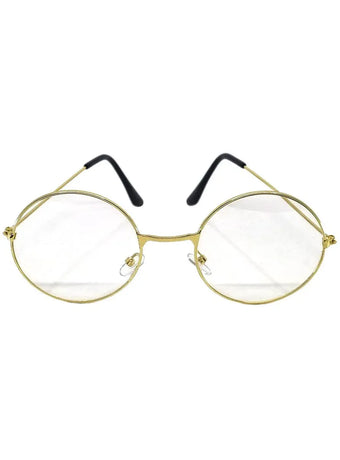 Round Gold Frame Clear Lens Costume Glasses