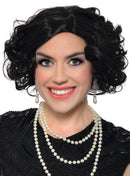 Deluxe 1920s Black Flapper Costume Wig with Skin Part