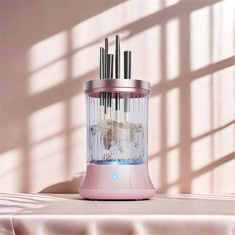 Electric Makeup Brush Cleaner, , Automatic Spinning Cosmetic Brush Cleaner One-Click Operation, Auto-Rotating Brush Cleaner for Any Makeup Brushes（USB）pink