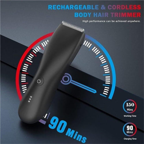 Body Hair Trimmer & Electric Shaver for Men and Women for Pubic Hair, Chest, Legs & Bikini Line, Waterproof & Rechargeable, （7800 Black Bottom）