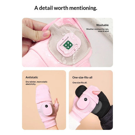 Heated Gloves for Women, Upgraded Smart Thermostatic Electric Heated Fingerless Gloves Rechargeable for Women Men, Winter Hand Warmer for Work Cycling Skiing Outdoor Snow (Pink)
