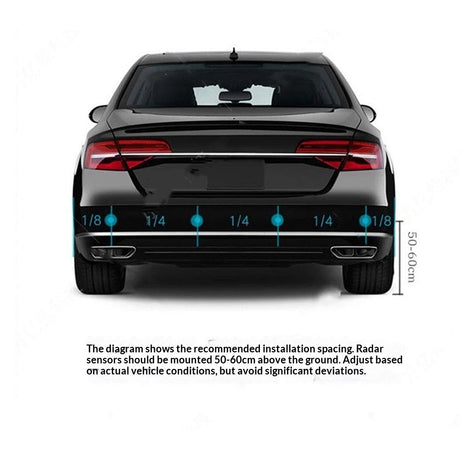 Car Reverse Parking Radar System with 8 Parking Sensors Distance Detection + LED Distance Display + Sound Warning (Black Color)