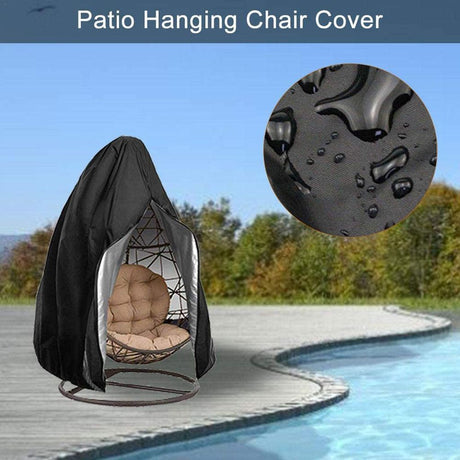 Patio Egg Chair Cover Waterproof Wicker Swing Egg Chair Cover with Zipper and Bottom Buckle Single Seat for Outdoor Furniture, Black, （115*190CM）