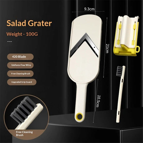 Onion Slicer, Stainless Steel Vegetable Cutter | Salad Grater | Multi-Purpose Chopper For Cabbage Lettuce Onion Vegetable（Salad grater+hand guard (with cleaning brush included)）