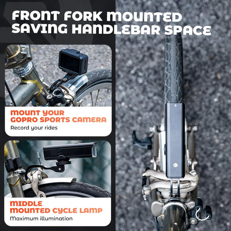 Fork Mount Bike Headlight Bracket Out Front Mount Compatible with Action Camera Bike Light, for Folding Bike