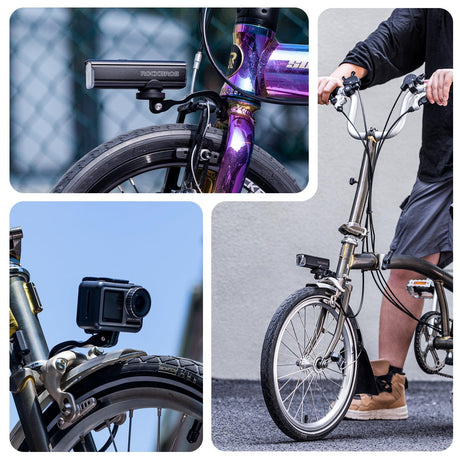 Fork Mount Bike Headlight Bracket Out Front Mount Compatible with Action Camera Bike Light, for Folding Bike