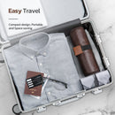 Toiletry Bag for Men, Travel Essentials Travel Toiletry Bag, Water-Resistant Compact Bathroom Roll Organizer for Hygiene, Shaving kit, Gifts for men (Chic Brown(PU Leather),oniy bag)