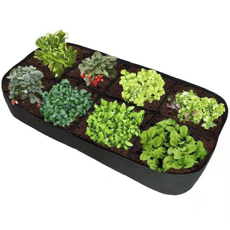 Raised Garden Bed, 128 Gallon 8 Grids Plant Grow Bags, 3 x 6 FT Planter Raised Beds for Growing Vegetables Potatoes Flowers, Rectangle Planting Container for Outdoor Gardening