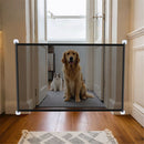 Mesh Dog Gates for Pets, Magic Pet Gate for The House, Portable Puppy Safety Fence Guard for Stairs and Doorways, Easy Install Anywhere, 4 Hooks 2 Stainless Steel Poles（110*72cm）