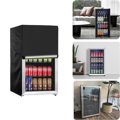 Upright Freezers Cover,Waterproof Outdoor Fridge Cover with Double Zipper for Compact Mini Freezer (210D：51*51*87cm,Black)