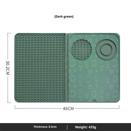 3-in-1 Bar Mat, Bar Accessories, Multifunctional Folding Cocktail Mat with Cutting Board, Drying Mats,Bar Mat for Countertops,Bar Decorations for Home,（dark green）
