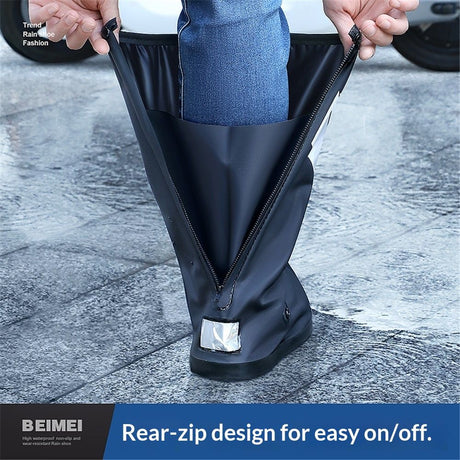 Waterproof Shoe Covers For Rain，Rain Boot Covers With Zipper,Reusable & Foldable,Non-Slip  Snow Boot Covers for Men and Women (Black, M) 1 Pair
