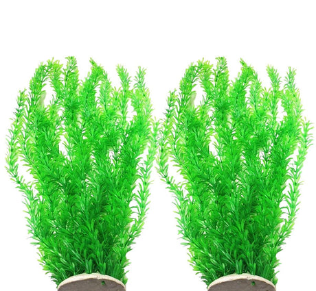 Pack of 2 Tall Plastic Aquarium Plants Large Fake Fish Tank Artificial Pond Aquarium Decor (Green Little Grass  30cm   )