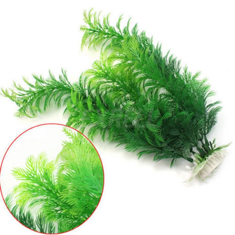 Pack of 2 Tall Plastic Aquarium Plants Large Fake Fish Tank Artificial Pond Aquarium Decor (Green Little Grass  30cm   )