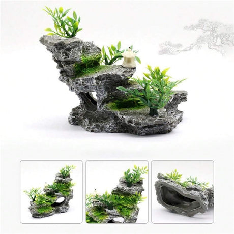 Artificial mountain view stone cave aquarium decoration fish tank decoration, hermit crab hiding place