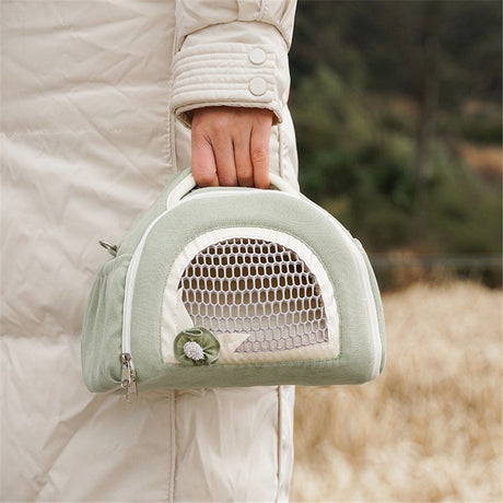 Hamster Carrier Guinea Pig Carrier Bag Small Animal Sugar Glider Pouch Gerbil Hedgehog Portable Travel Carrier Outdoor Hangbag Flying Squirrel Rat Carrier （matcha green）