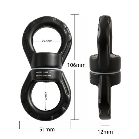 Swing Swivel 30KN Breaking Strength 360° Rotator Safety Rotational Device Hanging Accessory for Rock Climbing, Hanging Hammock, Web Tree Swing, Aerial Dance, Children's Swing Spinner Hanger