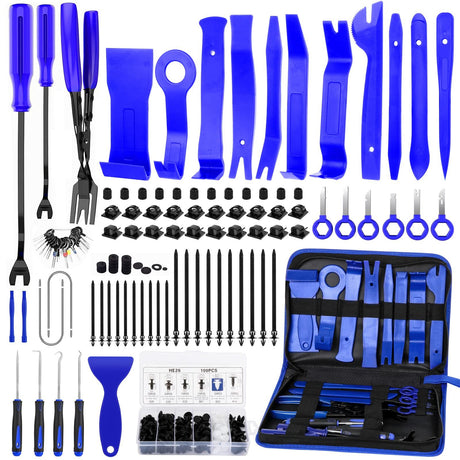 248Pcs Trim Removal Tool, Auto Push Pin Bumper Retainer Clip Set Fastener Terminal Remover Tool Adhesive Cable Clips Pry Kit Car Panel Radio Removal Auto Clip Pliers