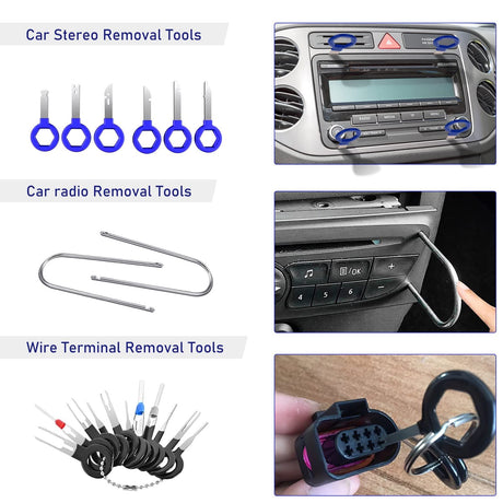 248Pcs Trim Removal Tool, Auto Push Pin Bumper Retainer Clip Set Fastener Terminal Remover Tool Adhesive Cable Clips Pry Kit Car Panel Radio Removal Auto Clip Pliers